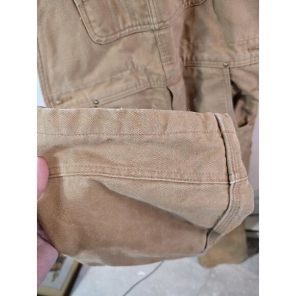 Carhartt Overalls Mens 34x34 Brown Duck Canvas Bib Double Knee Hammer Loop - Picture 6 of 9